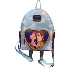 Disney Parks Loungefly Toy Story Woody Bo Peep Heart Mini Backpack Blue Cloud